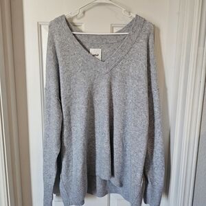 Aerie Light Gray V-Neck Sweater